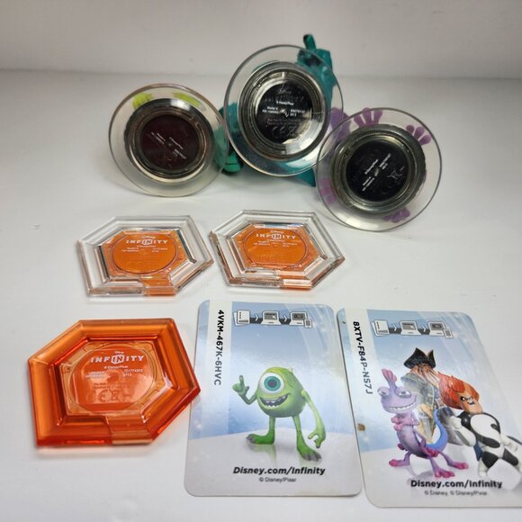 Disney Infinity Monsters Inc. Lot Mike Sulley Randall Crystal Power Disk Cards - Picture 9 of 9